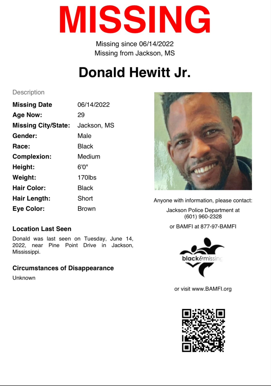 Donald Hewitt Missing poster